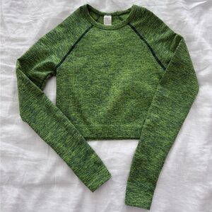 Fabletics Bri Ribbed Seamless Long-Sleeve Top in Sycamore/Citron Heather